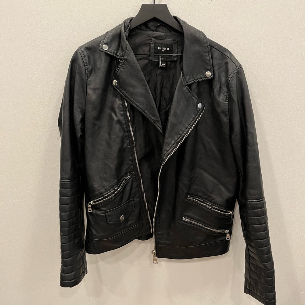 Black faux leather Moto style jacket from diver 21